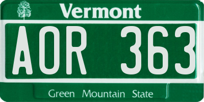 VT license plate AOR363