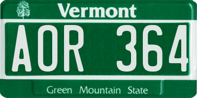 VT license plate AOR364