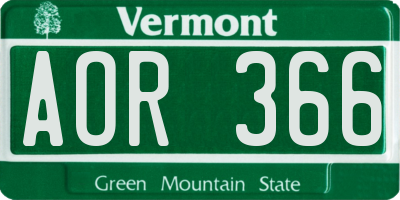 VT license plate AOR366