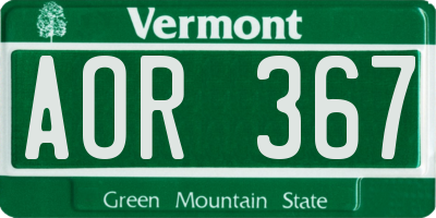 VT license plate AOR367