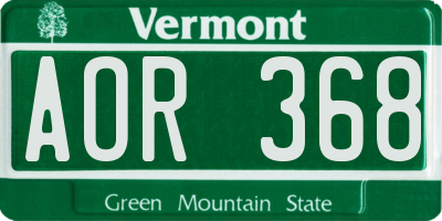 VT license plate AOR368