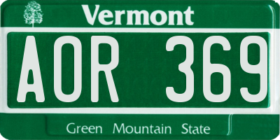 VT license plate AOR369