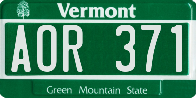 VT license plate AOR371