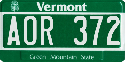 VT license plate AOR372