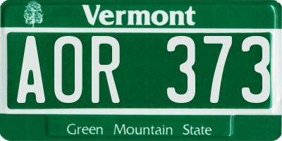 VT license plate AOR373