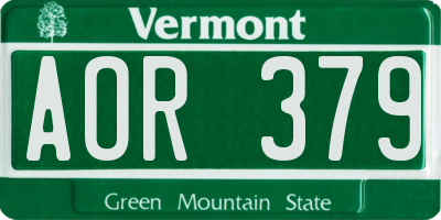 VT license plate AOR379