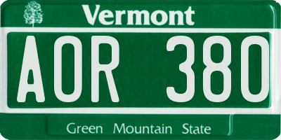VT license plate AOR380