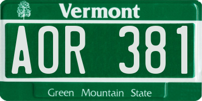 VT license plate AOR381