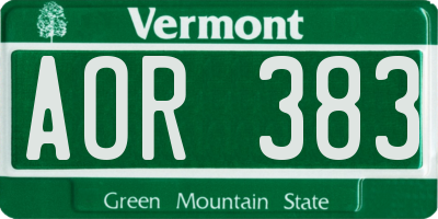 VT license plate AOR383