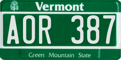 VT license plate AOR387