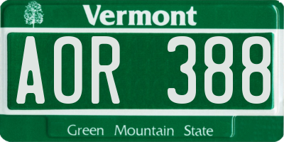 VT license plate AOR388