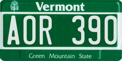 VT license plate AOR390