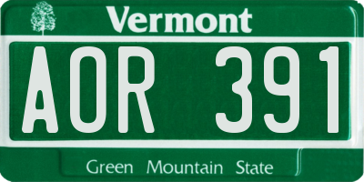 VT license plate AOR391
