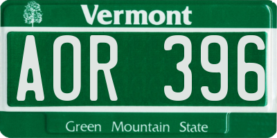 VT license plate AOR396