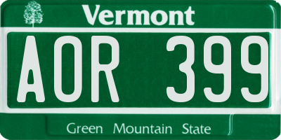 VT license plate AOR399