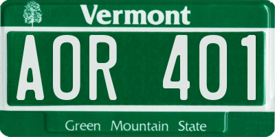 VT license plate AOR401