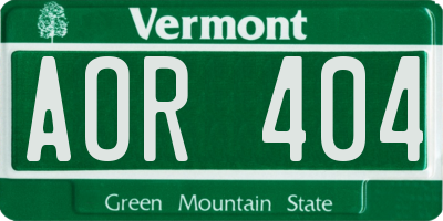 VT license plate AOR404