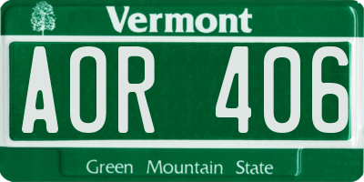 VT license plate AOR406