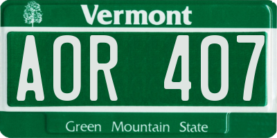 VT license plate AOR407