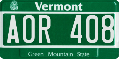 VT license plate AOR408