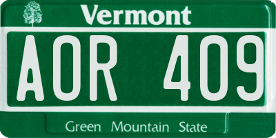 VT license plate AOR409