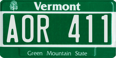 VT license plate AOR411