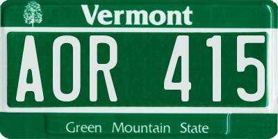 VT license plate AOR415