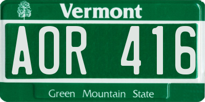 VT license plate AOR416