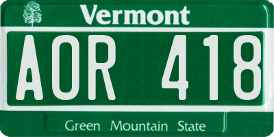 VT license plate AOR418