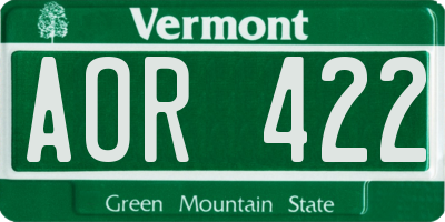 VT license plate AOR422