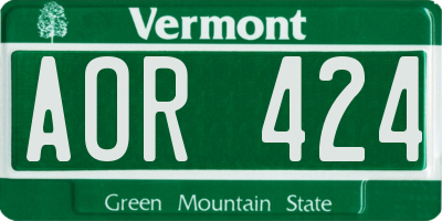 VT license plate AOR424