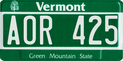 VT license plate AOR425