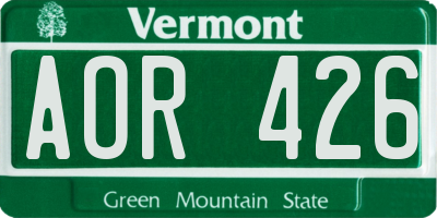 VT license plate AOR426