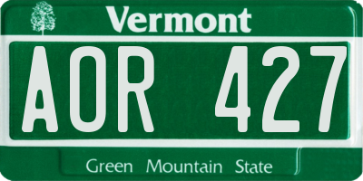 VT license plate AOR427