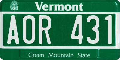 VT license plate AOR431