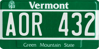 VT license plate AOR432