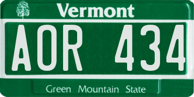 VT license plate AOR434