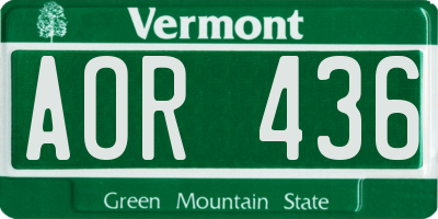 VT license plate AOR436