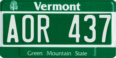 VT license plate AOR437