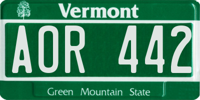 VT license plate AOR442