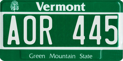 VT license plate AOR445