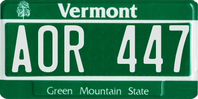 VT license plate AOR447