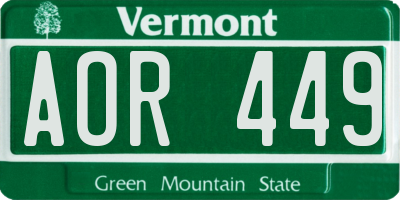VT license plate AOR449