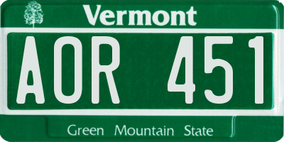 VT license plate AOR451