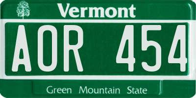 VT license plate AOR454