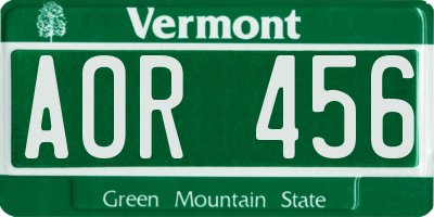VT license plate AOR456