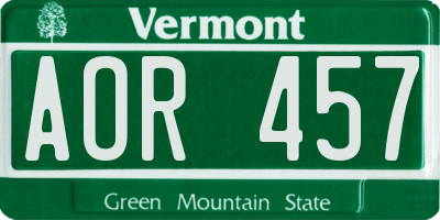 VT license plate AOR457