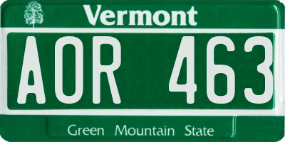 VT license plate AOR463