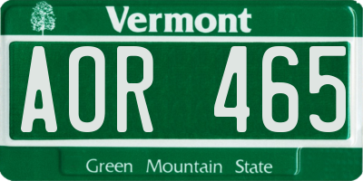 VT license plate AOR465