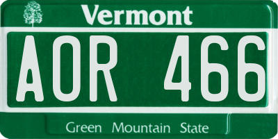 VT license plate AOR466
